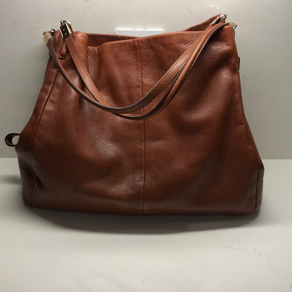 Coach dark brown triple pocket purse